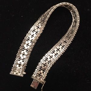 Woven Sterling Silver (Italy) 925 Bracelet Box Clasp Vintage Authentic EUC